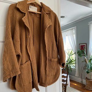 Anthropologie X Pilcro Gauze Open-Front Cardigan/Jacket in Rust/Salmon